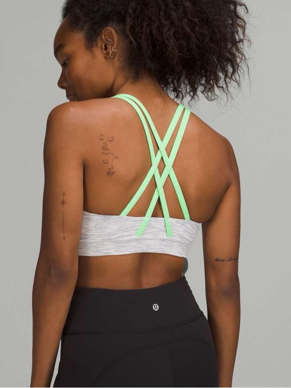 Lululemon Energy Bra *B-D inWee Are From Space Nimbus Battleship / Scream Green